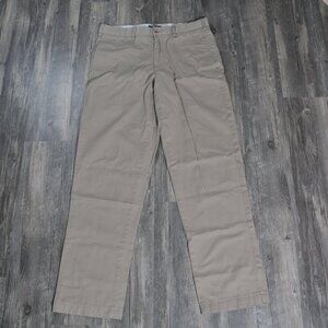Land's End Mens 32x32 Traditional Fit Khaki Flat Front Pants